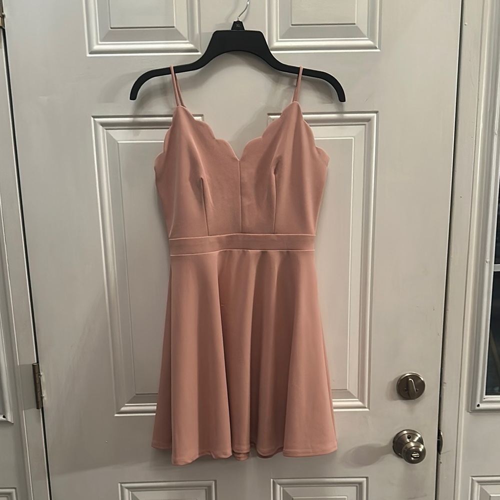 B Darlin Pink Babydoll Mini Dress Spaghetti Strap